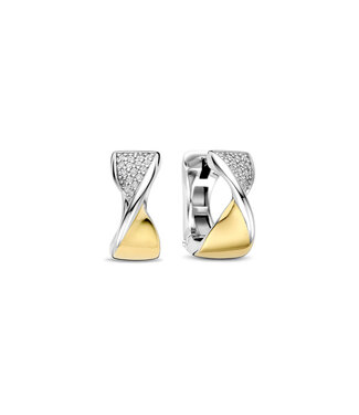 Earrings 78036ZY - Silver plated, Zirconia white yellow gold plated