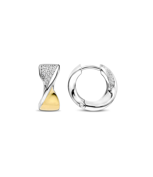 TI SENTO Ohrringe 78036ZY - Sterlingsilber mit gelb Vergoldung, Zirkonia Weiß mit Gelb-Vergoldung