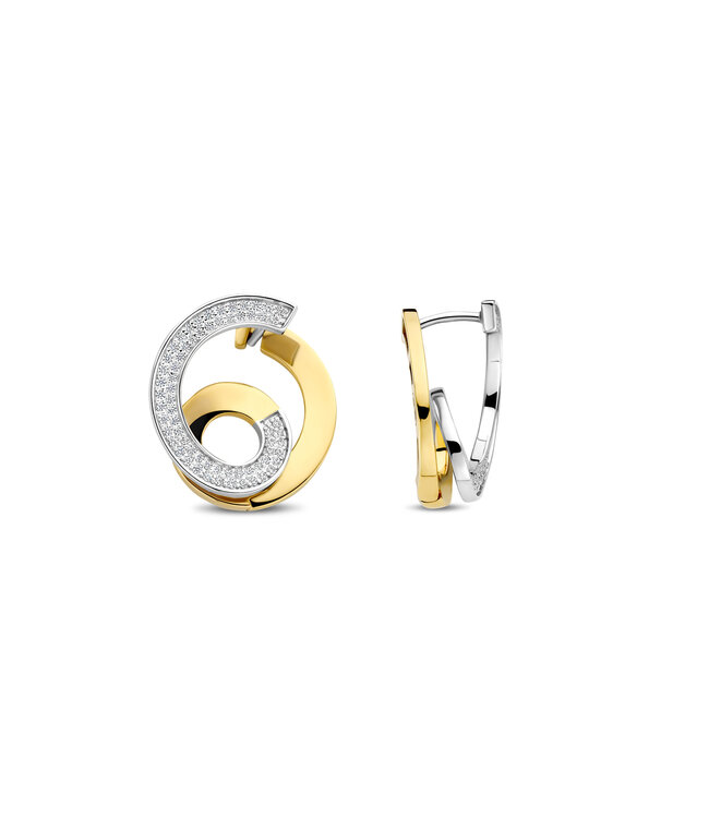 TI SENTO Earrings 78040ZY - Silver plated, Zirconia white yellow gold plated