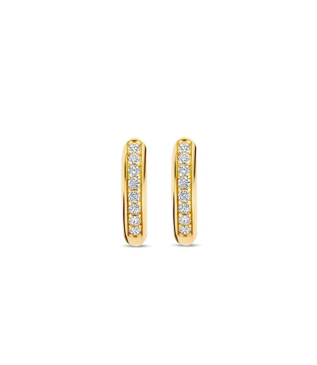 TI SENTO Huggie Hoops - 7811ZY - Silver plated, Zirconia white yellow gold plated