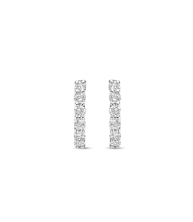 TI SENTO Huggie Hoops - 7956ZI - Silver platinum plated, Zirconia white