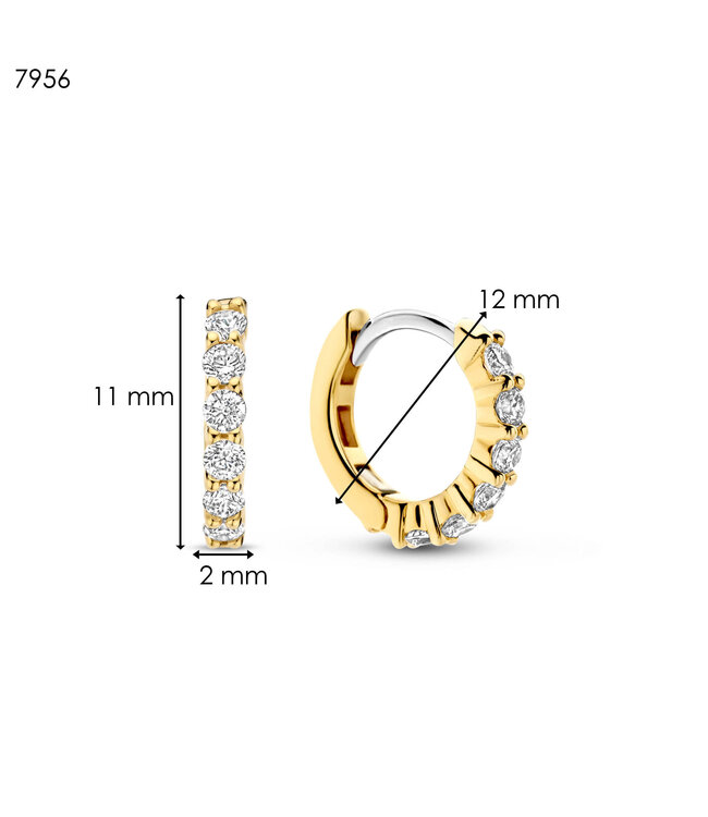 TI SENTO Huggies - 7956ZY - Zilver verguld, Zirkonia met geel verguld