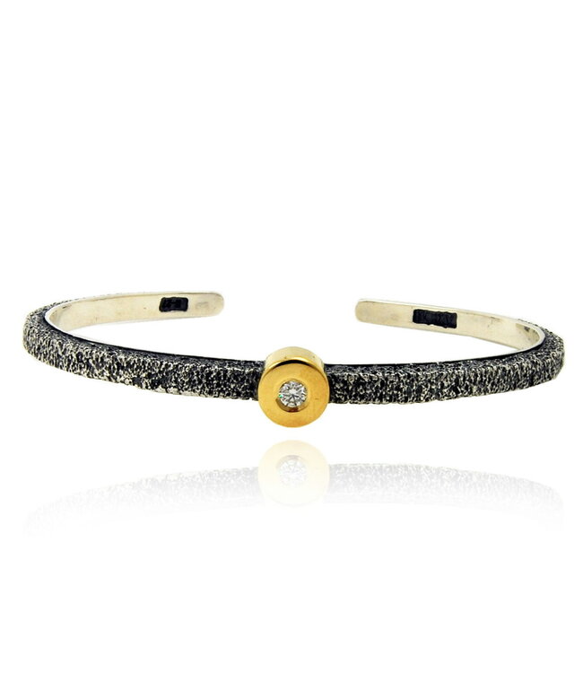 Arior Barcelona Bracelet Smooth Kora Bangle, Large Round Diamond Setting