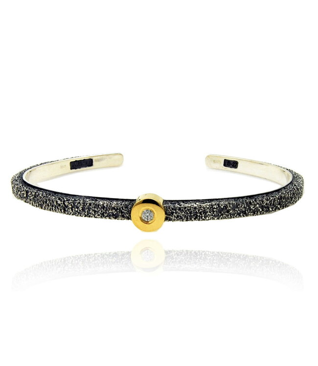 Arior Barcelona Armband Smooth Kora Bangle, Large Round Diamond Setting