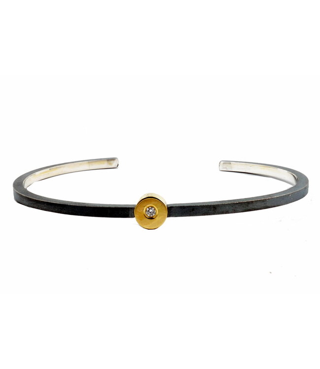 Arior Barcelona Bracelet Smooth Kora Bangle, Large Round Diamond Setting