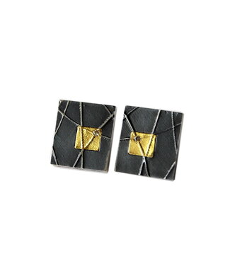 Arior Barcelona Arior Barcelona Quadratische Ohrringe aus Silber und Gold