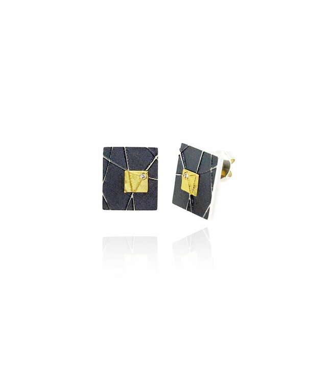 Arior Barcelona Ohrringe Quadratische Ohrringe aus Silber und Gold