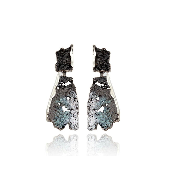 Arior Barcelona Oorbellen Intenzza GoldenBlack Two-piece big earring