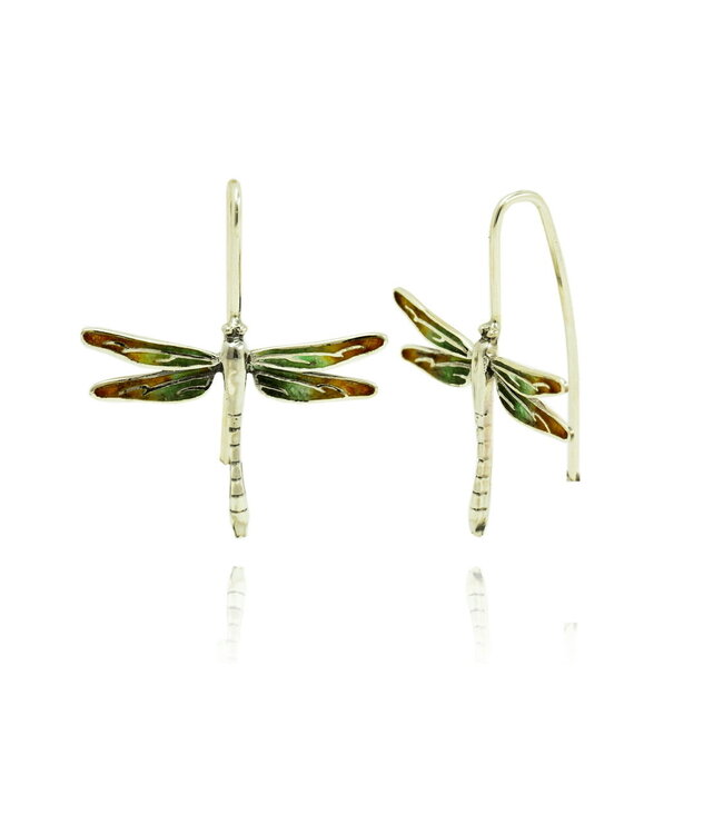 Arior Barcelona Earrings Large Blue-Green-Yellow Dragonfly Earrings MENORCA