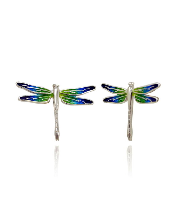 Arior Barcelona Earrings Large Blue-Green-Yellow Dragonfly Earrings MENORCA