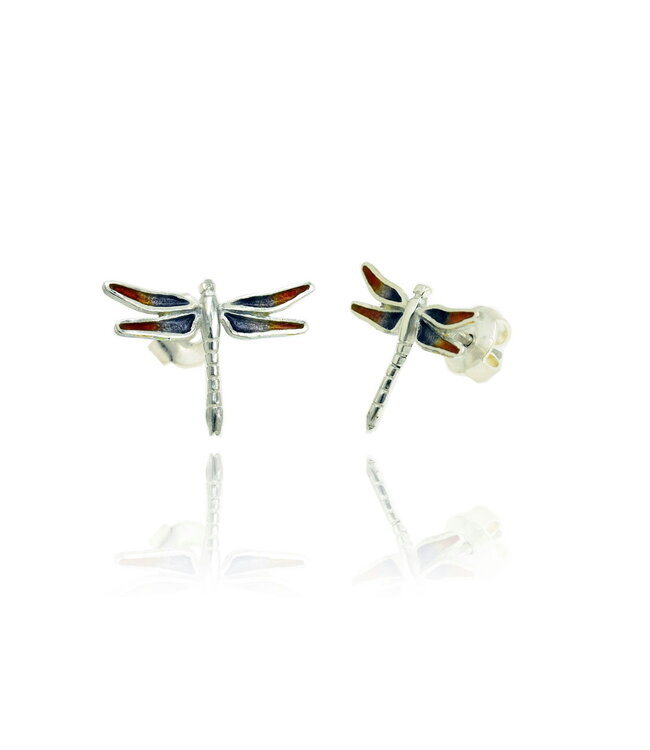 Arior Barcelona Earrings Dragonfly blue-green-orange little earring
