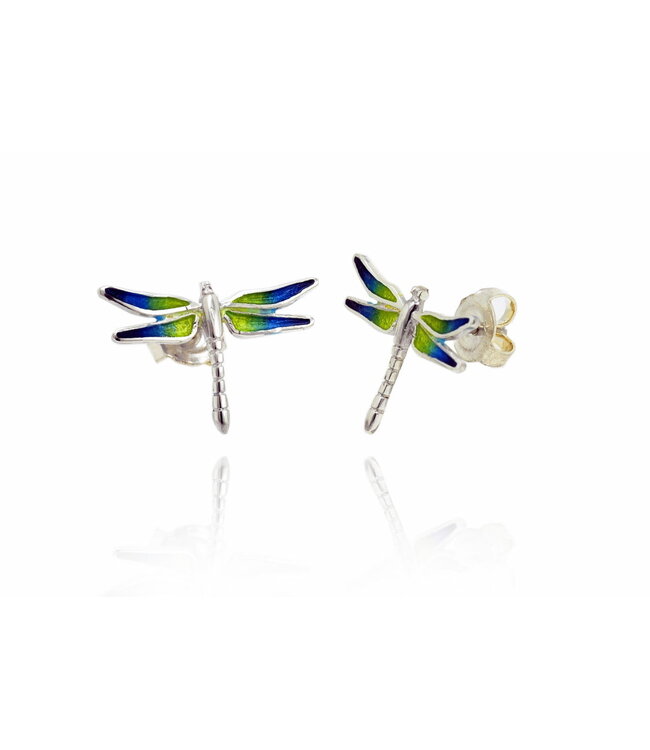 Arior Barcelona Earrings Dragonfly blue-green-orange little earring