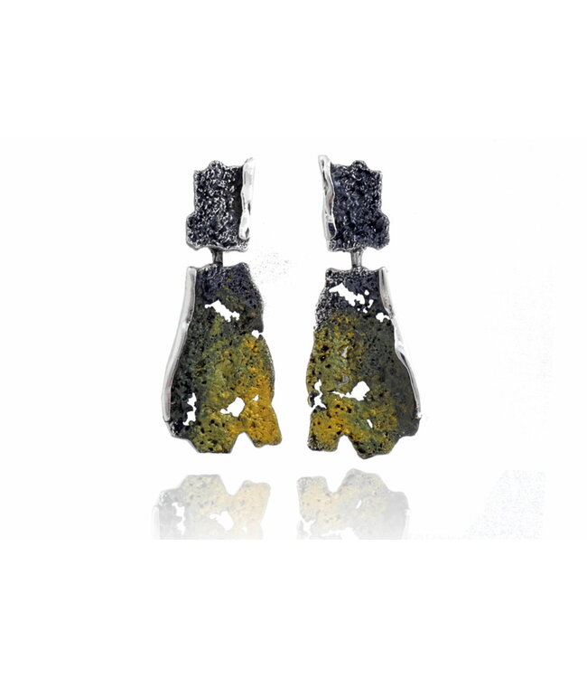 Arior Barcelona Oorbellen Intenzza GoldenBlack Two-piece big earring