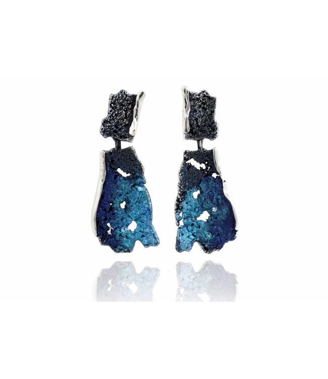 Arior Barcelona Earrings Intenzza GoldenBlack Two-piece big earring