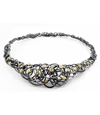Arior Barcelona Arior Barcelona Halskette Caos, 17 Diamanten, Silber und Gold