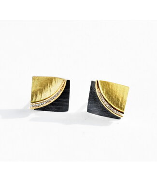 Arior Barcelona Arior Barcelona DobleFulla silver&gold&diamonds small earring