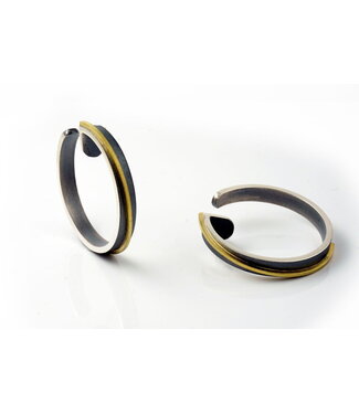 Arior Barcelona Arior Barcelona Runde Creolen-Ohrringe Minerva, oxidiertes Silber mit Gold