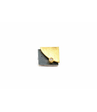 Arior Barcelona Arior Barcelona Mini Anhänger Doble Fulla, Silber und Gold mit Diamant