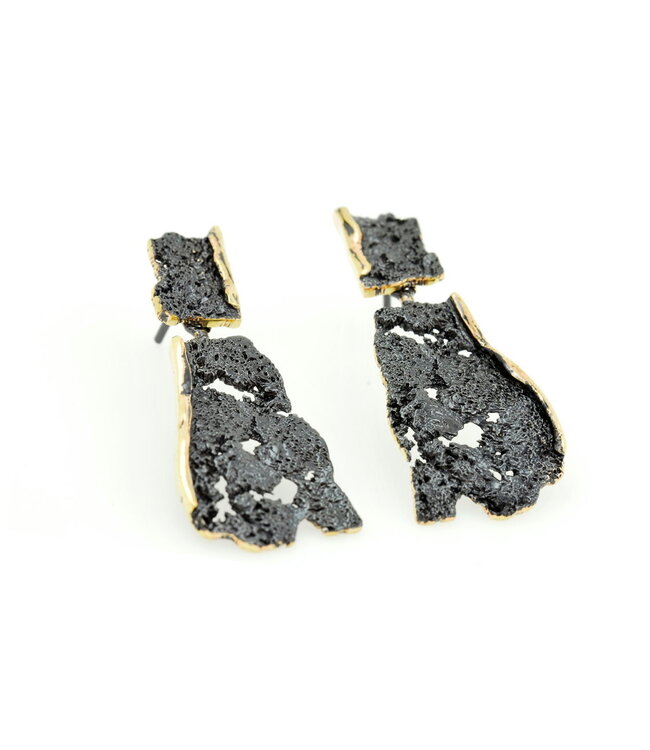 Arior Barcelona Ohrringe Zweiteilige GoldenBlack Ohrringe Intenzza