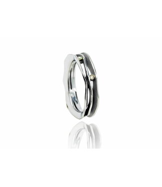 Arior Barcelona Arior Barcelona Double Fi Ring With 2 Diamonds