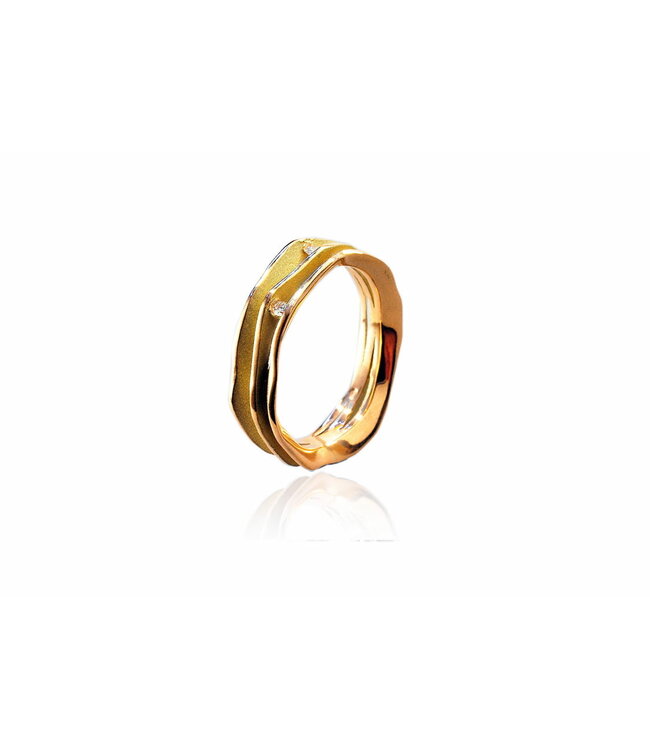 Arior Barcelona Double Fi Ring With 2 Diamonds