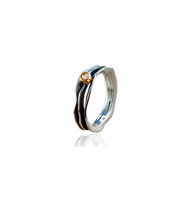 Arior Barcelona Double Fi Ring With 2 Diamonds