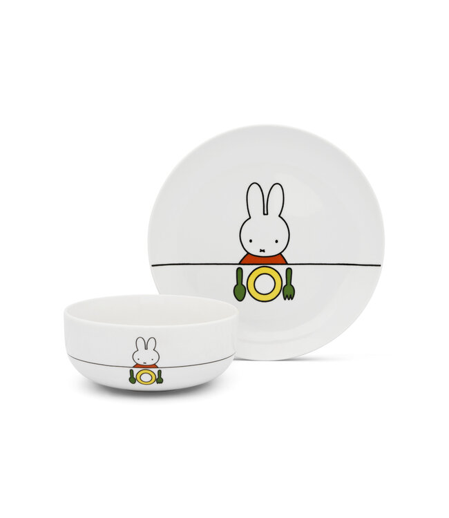 Zilverstad Miffy 6-piece porcelain and stainless steel tableware set | Free engraving