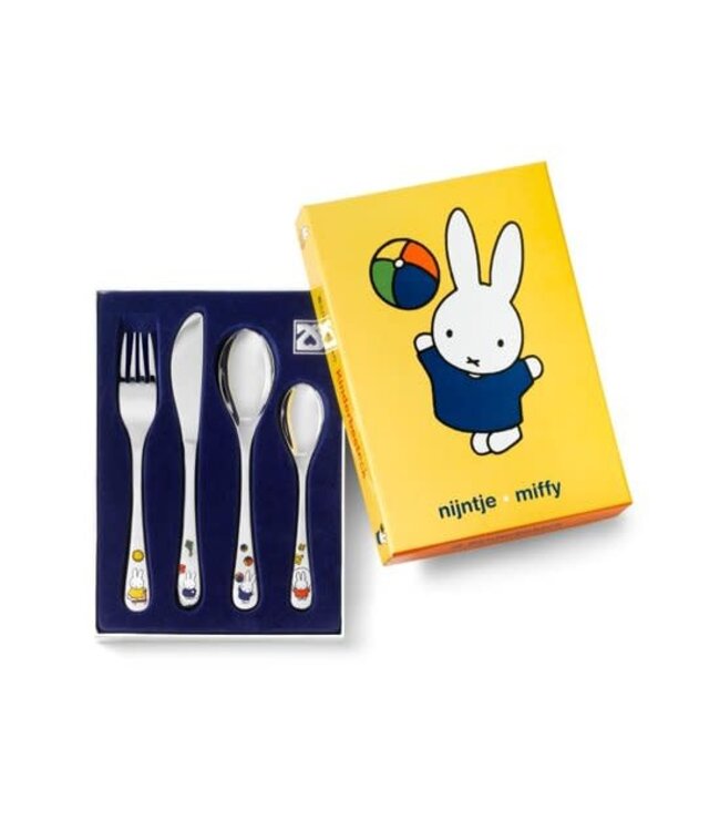 Kinderbestekje 4-delig nijntje speelt rvs/kl - Een prachtig cadeau. Dit product is inclusief "gratis Gravure".