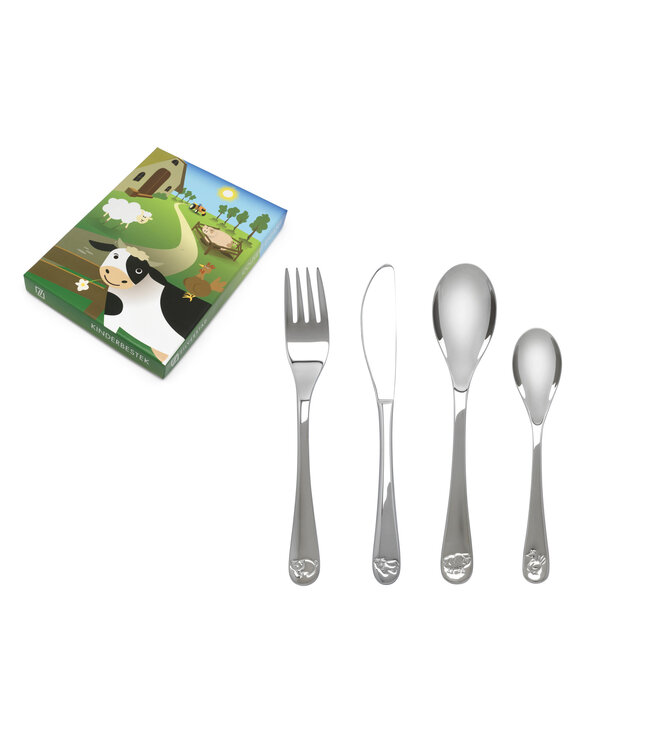 Zilverstad kinderbestek Boerderijdieren RVS 18/10 | Gratis gravure
