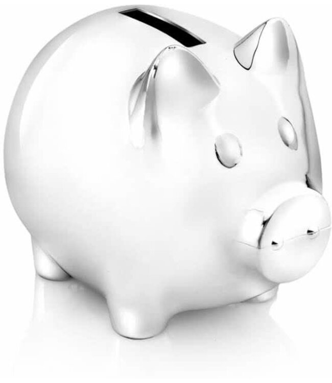 Zilverstad Schwein Spardose 10 x 7 x 8 cm silberfarben | Gratis Gravur