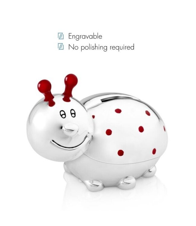 Zilverstad Ladybird silver-coloured money box | Free engraving