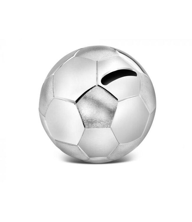 Zilverstad Fussball Spardose 8,5 x 8,5 x 8 cm silberfarben | Gratis Gravur