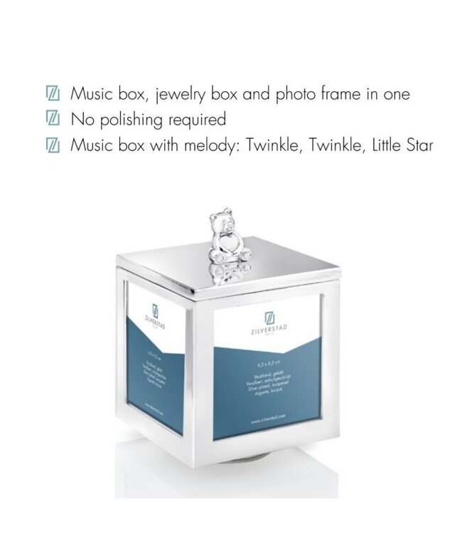 Zilverstad Bear with Heart photo box with music