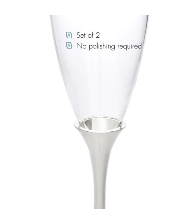 Zilverstad champagneglazen Smooth set van 2