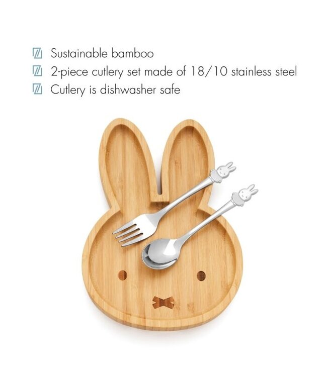 Zilverstad Miffy cutlery with bamboo plate