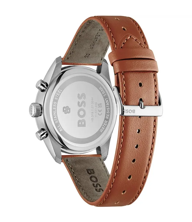 Grand Prix men's watch chronograph leather brown 44mm