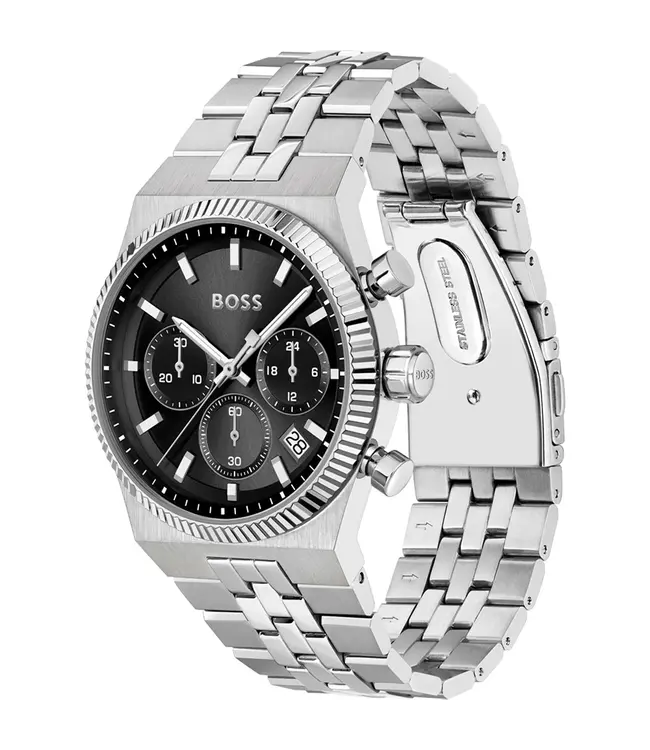 Candor Prime men's watch chronograph stainless steel black 41mm