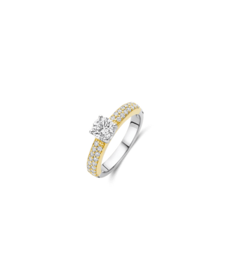 Ring 1795ZY - Sterlingsilber mit gelb Vergoldung, Zirkonia Weiß mit Gelb-Vergoldung