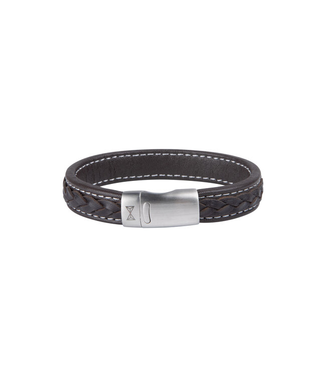 AZE Jewels Retro Wave Brown - Armband in Leder, 316L-Edelstahl, braun, Adventure