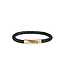 AZE Jewels Iron Single String Gold - bracelet in leather, 316L stainless steel, black, gold-coloured, Adventure