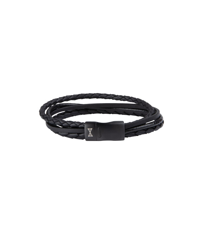 AZE Jewels Iron Four String Black-on-Black - bracelet in leather, 316L stainless steel, black, Adventure