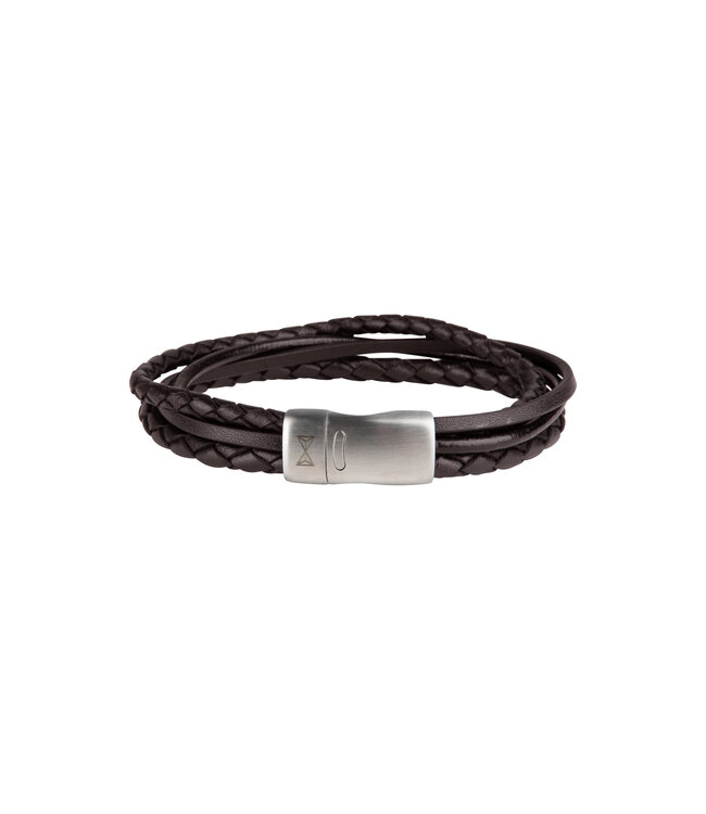 AZE Jewels Iron Four String Brown - bracelet in leather, 316L stainless steel, brown, Adventure