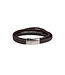 AZE Jewels Iron Three String Brown - Armband in Leder, 316L-Edelstahl, braun, Adventure