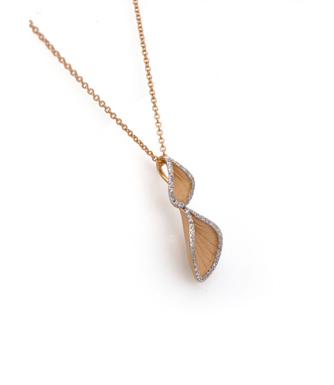 Cammilli Firenze Goccia Collection Pendant,18Kt Dia ct. 0.18 Orange Apricot Gold with Diamonds