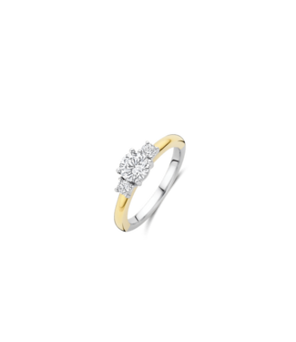 Ring 1796ZY - Sterlingsilber mit gelb Vergoldung, Zirkonia Weiß mit Gelb-Vergoldung