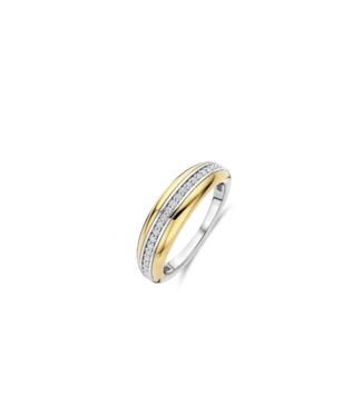 Ring 12406ZY - Sterlingsilber mit gelb Vergoldung, Zirkonia Weiß mit Gelb-Vergoldung