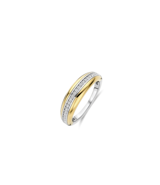 TI SENTO Ring 12406ZY - Sterlingsilber mit gelb Vergoldung, Zirkonia Weiß mit Gelb-Vergoldung