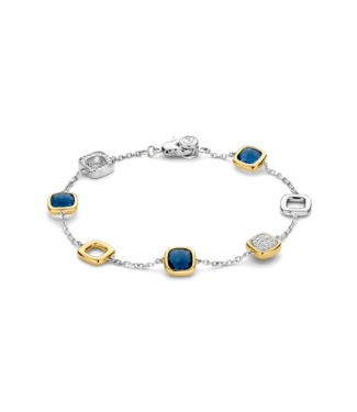 Armband 23080DB - Blauwe Cushion Charm Armband
