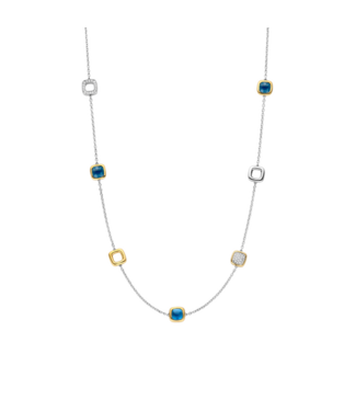 Ketting 34079DB - Blauwe Cushion Ketting