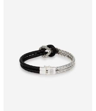 Buddha to Buddha Katja Knot Mix Silver/Leather Bracelet Black